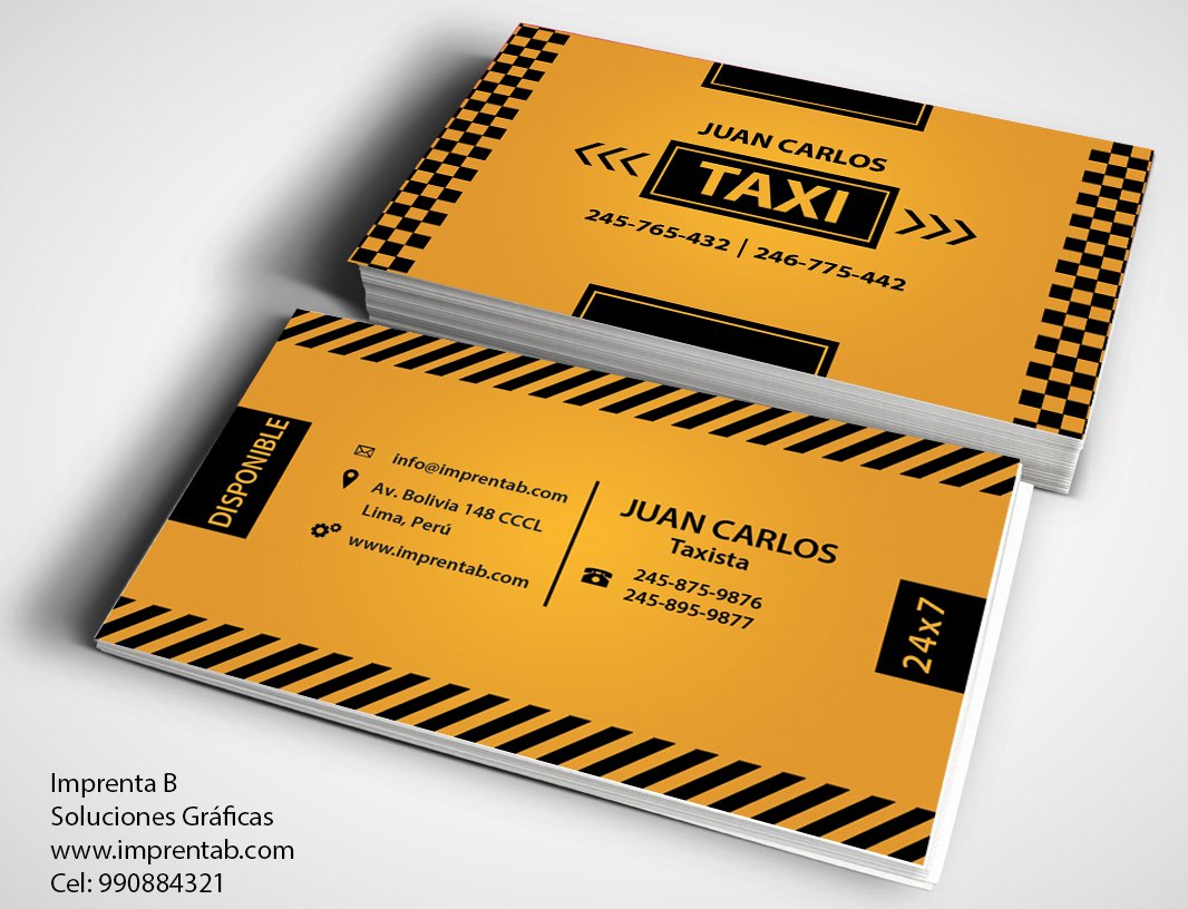 pedestal pago Inferior Tarjeta personal para servicio de taxi - Imprenta B