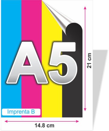 Impresión couche Adhesivo A5 - 14,8 x 21cm