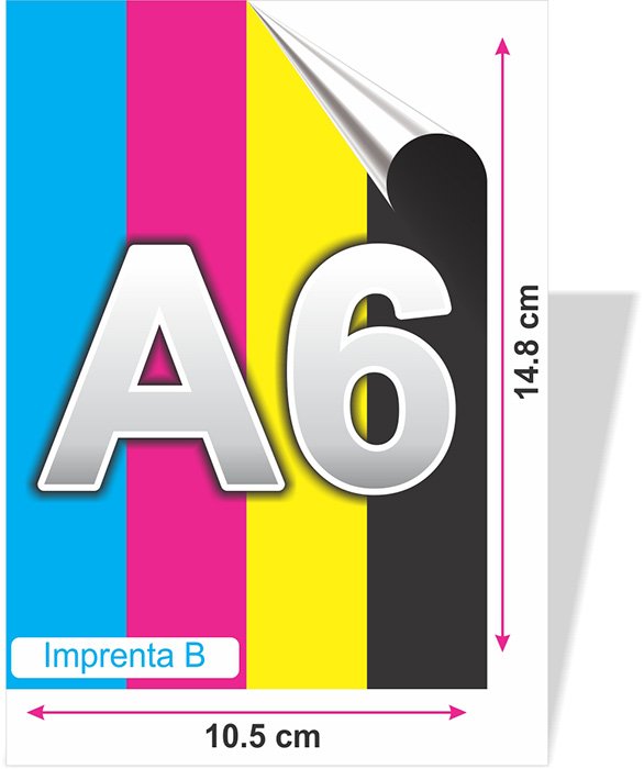 Franco compañero Documento Impresión couche Adhesivo 1/4 oficio A6 - 10.5 x 14.8 cm - Imprenta B